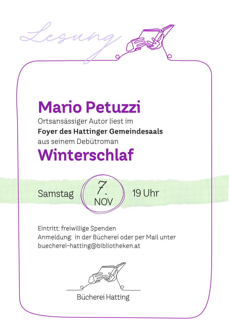 Flyer Lesung "Winterschlaf" (Bild)